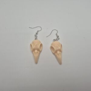 Ivory Bird Skull Earrings